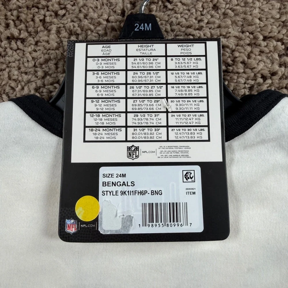 NFL Cincinnati Bengals NEW 3 bodysuit Set Baby Boys 18-24 mo Black one piece